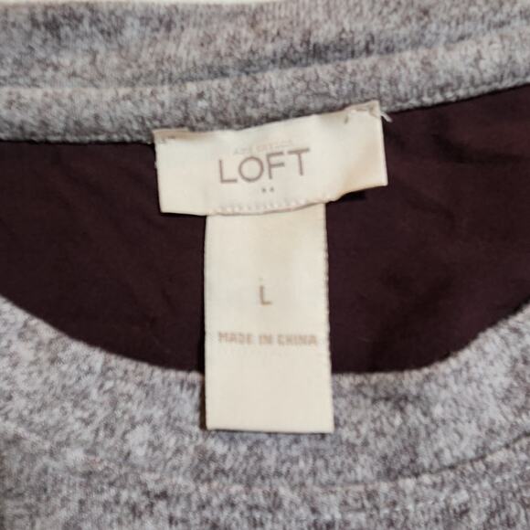 Ann‎ Taylor Loft $90 Large Light Brown Heather Sweater Front Blouse Back Top - Picture 6 of 9